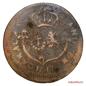 CUARTILLO ACUÑADO EN CARACAS EN 1817 BAJO LOS REALISTAS