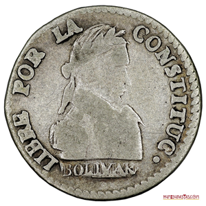 ½ SOL DE PLATA DE 1830 CON EL BUSTO DEL LIBERTADOR CON LA FECHA DE SU FALLECIMIENTO