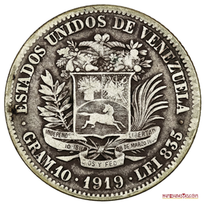 MONEDA DE PLATA DE 2BS ACUÑADA EN EL AÑO 1919