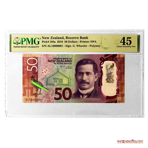 50 DOLLARS DE POLÍMERO DE NUEVA ZELANDA, 2016. PMG CHOICE EF45