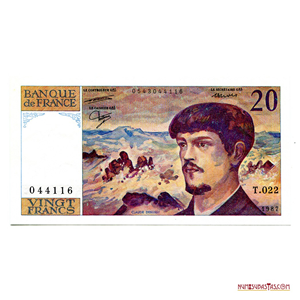 HERMOSO BILLETE DE 20 FRANCOS FRANCESES DE 1987 EN ALTO GRADO DE CONSERVACIÓN