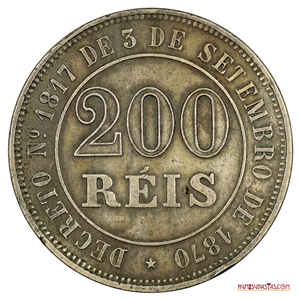 ATRACTIVO 200 REIS DE BRASIL DEL AÑO 1871
