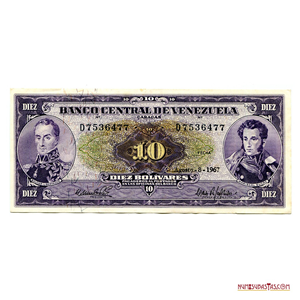 BILLETE DE 10BS DE AGOSTO – 8 1967 SERIE D7 EN ALTO GRADO