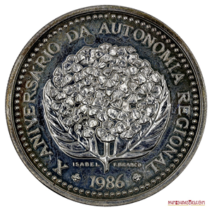 100 ESCUDOS DE PLATA DE 1986, ANIVERSARIO DE LA AUTONOMÍA REGIONAL DE AZORES