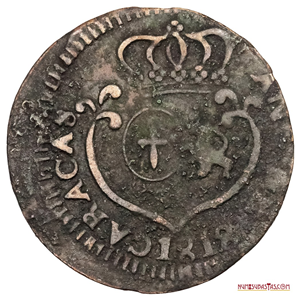 CUARTILLO REALISTA ACUÑADO EN CARACAS EN EL AÑO 1818