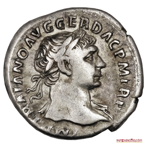 DENARIO DEL IMPERIO ROMANO, EMPERADOR TRAJANO, 107 - 108 D. C.