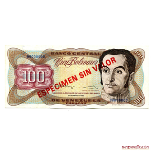 ESPECIMEN SIN VALOR DE 100BS DE DICIEMBRE-8-1992