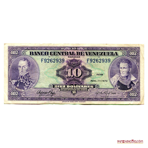 BILLETE DE 10BS DE ABRIL-11-1972 SERIE F7