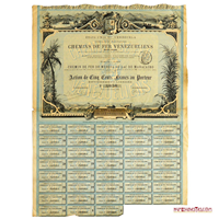 ACCIÓN DE 500 FRANCS DE CHEMINS DE FER VENEZUELIENS, 1888
