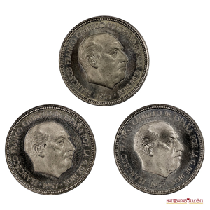 3 MONEDAS DE 5 PESETAS PROOF ESTRELLAS 1972 1974 Y 1975