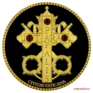 GRAN MEDALLA ESMALTADA PROOF CON 2 CRISTALES ENGASTADOS EN HOMENAJE DE JUAN PABLO II