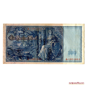 IMPONENTE BILLETE DE 100 MARCOS DE 1909 DE LA ALEMANIA IMPERIAL