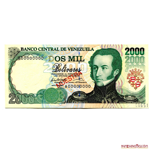 MUESTRA DEL POLÉMICO 2.000BS 1994 DEL BICENTENARIO DE SUCRE EN ESTUCHE PROTOCOLAR
