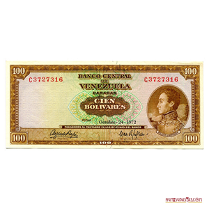 BILLETE DE 100BS DE OCTUBRE – 24 – 1972 C7 EN ALTO GRADO DE CONSERVACIÓN