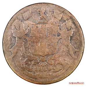¼ ANNA DE 1858 DE LAS COLONIAS BRITÁNICAS EN LA INDIA