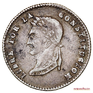 SOL DE PLATA DEL AÑO 1856 CON EL BUSTO DEL LIBERTADOR SIMÓN BOLÍVAR