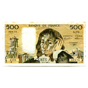 ESCASOS 500FRANCS 1992 CON EL BUSTO DE PASCAL