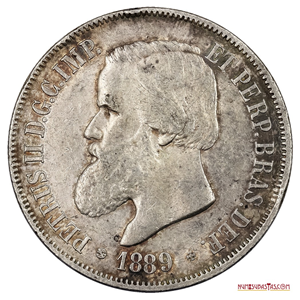 ESPECTACULAR 2.000 REIS DE PLATA DE BRASIL DEL AÑO 1889