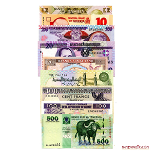 LOTE DE 9 BILLETES AFRICANOS, CASI TODOS EN ALTO GRADO DE CONSERVACIÓN