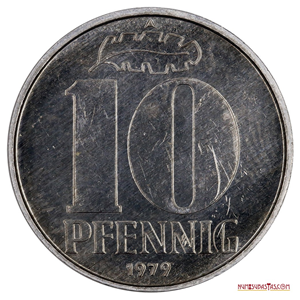 10 PFENNIG DE ALEMANIA ORIENTAL 1979 PROOF, MUY ESCASO