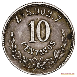 10 CENTAVOS DE PLATA ACUÑADOS EN ZACATECAS EN EL AÑO 1885
