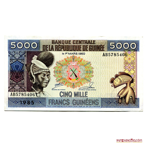 ESCASO 5.000 FRANCOS GUINEOS DE 1985 EN ALTO GRADO DE CONSERVACIÓN