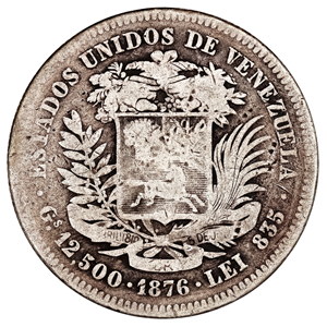 ½ VENEZOLANO O 5 REALES DEL AÑO 1876