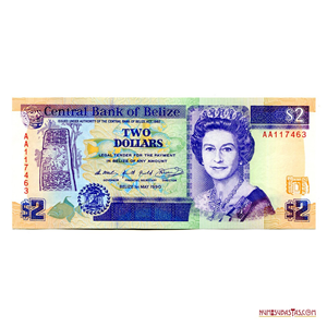 BILLETE DE 2$ DE BELICE DEL AÑO 1990 EN ALTO GRADO