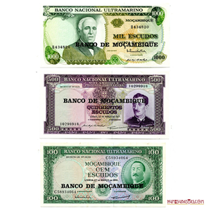 INTERESANTE LOTE DE BILLETES RESELLADOS DE MOZAMBIQUE EN ALTO GRADO DE CONSERVACIÓN