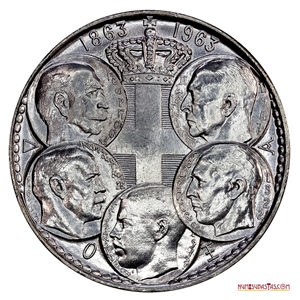 HERMOSOS 30 DRACMAS DE PLATA CONMEMORATIVOS DE LOS CINCO REYES GRIEGOS