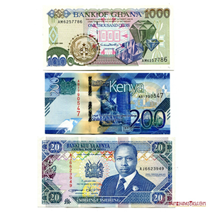 LOTE DE 3 BILLETES AFRICANOS EN ALTO GRADO DE CONSERVACIÓN