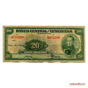 BILLETE DE 20BS DE MAYO-24-1956 SERIE N6
