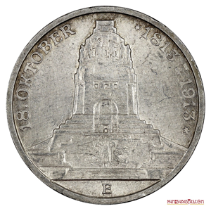 3 MARCOS DE PLATA DE SAJONIA DE 1913 CONMEMORATIVOS DE LA BATALLA DE LEIPZIG