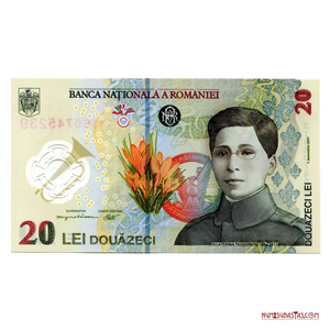 BILLETE DE POLÍMERO DE 20 LEI DE RUMANIA