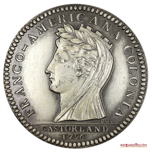 REACUÑACIÓN DEL 1/2 DÓLAR DE PLATA DE LA COLONIA FRANCO AMERICANA CASTORLAND, 1796