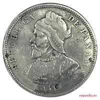RARA FICHA PANAMEÑA DE 1907, 25 CENTÉSIMOS DE 1904, CON LAS LEYENDAS BORRADAS