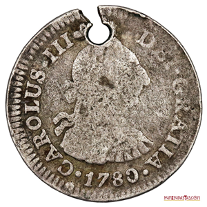 ½ REAL IMPERIAL ESPAÑOL DE PLATA ACUÑADO EN MÉXICO EN EL AÑO 1780