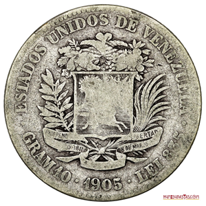 2BS DE PLATA DEL AÑO 1905, VARIANTE 5 INCLINADO EN LA FECHA