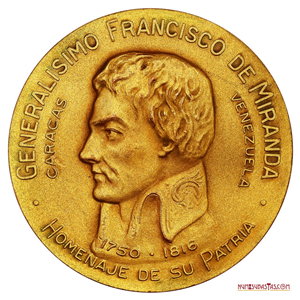 HERMOSA MEDALLA DEL BICENTENARIO DEL NATALICIO DE FRANCISCO DE MIRANDA 1950
