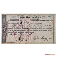 BONO DE 20 ACCIONES DE 100$ DE PANAMÁ RAIL ROAD, 1865