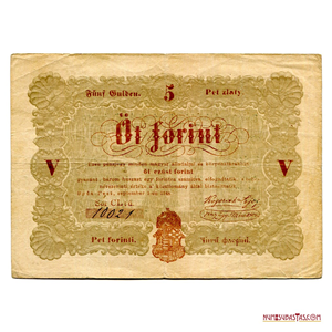 INTERESANTES 5 FORINT DE LA REVOLUCIÓN HÚNGARA DE 1848