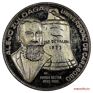 LA MEDALLA QUE DEBIÓ SER MONEDA: CENTENARIO DEL LA UNIVERSIDAD DE CARABOBO EN PLATA PURA, ESCASA