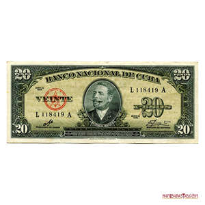 BILLETE CUBANO CON LA FIRMA DEL CHE GUEVARA, 20 PESOS 1960