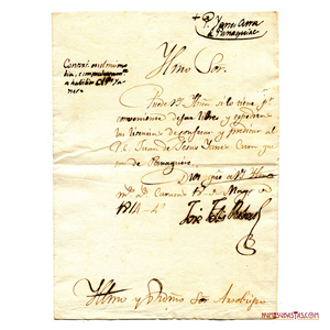 CARTA DE JOSÉ FÉLIX RIBAS SOLICITANDO LA LIBERACIÓN DEL PÁRROCO DE PANAQUIRE LUEGO DE LA PRIMERA BATALLA DE CARABOBO. 18 DE MARZO DE 1814. ESCASA FIRMA.