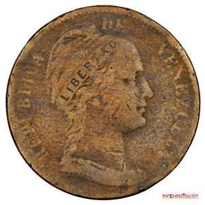 CENTAVO MONAGUERO DEL AÑO 1858 LIBERTAD INCUSA