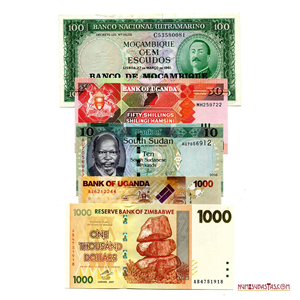 LOTE DE 5 BILLETES DE ÁFRICA DE VARIADOS DISEÑOS