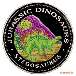 1000 FRANCOS GUINEANOS 1993, ESTEGOSAURIO ESMALTADO EN COLORES