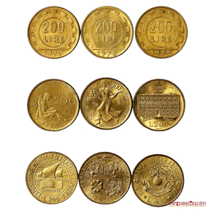 SERIE DE 200 LIRAS 1977, 1978, 1979, 1980, 1981, 1990, 1992, 1993 Y 1994 ALGUNAS CONMEMORATIVAS