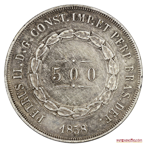 BELLA MONEDA DE PLATA DE 500 REIS DE BRASIL AÑO 1858 EN ALTO GRADO DE CONSERVACIÓN.