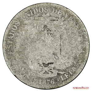 ESCASO 20 CENTAVOS O 1/5 VENEZOLANO DEL AÑO 1876